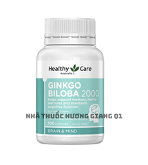 Bổ Não Ginkgo Biloba Healthy Care 2000mg 100 Viên- Giảm đau đầu, mất ngủ