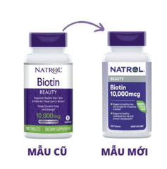 Viên uống hỗ trợ mọc tóc Natrol Biotin 10000 mcg của Mỹ 100 viên
