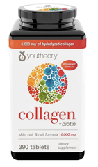 Viên uống collagen cho nữ Youtheory Collagen + Biotin Type 1 2 & 3 của Mỹ 390 viên