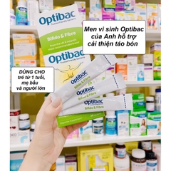 Men Optibac xanh hỗ trợ táo bón hộp 30 gói - Men vi sinh Optibac & Fibre nội địa Anh