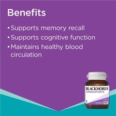 Viên uống Blackmores Ginkgo Forte- bổ não tăng cường trí nhớ giảm đau đầu giúp lưu thông máu não