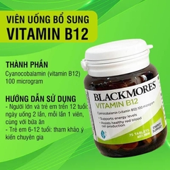 Vitamin B12 Blackmores 75 viên Úc- Viên uống bổ máu, giảm mệt mỏi, suy nhược cơ thể