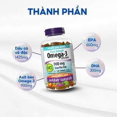 Dầu cá Triple strength Omega-3 EPA/DHA 900mg Webber Naturals Canada- Nhập khẩu đầy đủ tem phụ