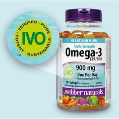 Dầu cá Triple strength Omega-3 EPA/DHA 900mg Webber Naturals Canada- Nhập khẩu đầy đủ tem phụ