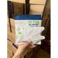Hộp 100 cái Khẩu trang 5D An Tâm màu trắng 3 lớp kháng khuẩn - 5D Mask Protective Mask