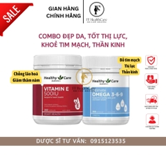 Combo Vitamin E và Omega 369 Healthy Care- chống lão hoá, đẹp da, bổ khớp thần kinh