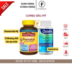Combo Vitamin Bầu Mỹ Prenatal mẫu mới và Canxi Ostelin giảm loãng xương cho mẹ bầu