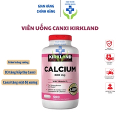 Viên uống Canxi hồng Kirkland Calcium 600mg Vitamin D3 500viên- Bổ sung Canxi, ngừa loãng xương