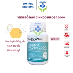 Viên Uống Bổ Não Ginkgo Biloba Healthy Care 2000mg Chính Hãng 100 Viên- Giảm đau đầu, mất ngủ