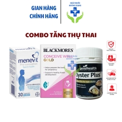 Combo Menevit + Hàu Úc Oyster Plus + Bổ Trứng Blackmores Conceive Well Gold-Tăng thụ thai 3 món