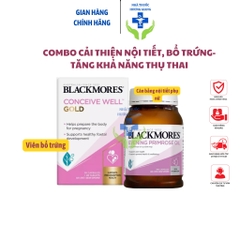 Combo Tinh Dầu Hoa Anh Thảo Blackmores 190 Viên và Bổ Trứng Blackmores Conceive Well Gold 56 viên