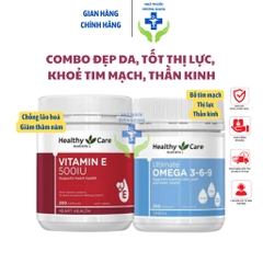 Combo Vitamin E và Omega 369 Healthy Care- chống lão hoá, đẹp da, bổ khớp thần kinh