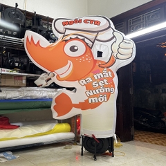 Rối Hơi Hình Tôm vẫy tay quảng cáo nhà hàng hải sản