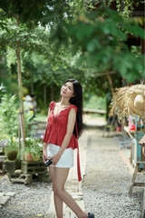 A29821 - Áo cổ tim smocking bí