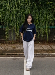 Q8676 - Q thun ống rộng túi xéo lai rut dây thêu Bloom