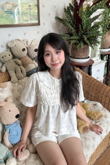 A29650 - A babydoll cổ sen nhún bèo ngực