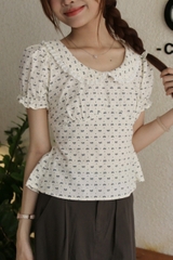 A29211 - A cổ sen phối ren smocking sau