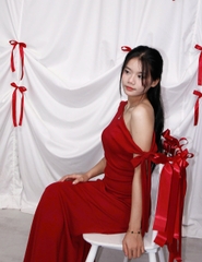 D6136 - D dài trễ vai thêu Palais