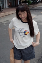 A29714-	A thun gọn phối cổ in thêu quả bóng I'll be