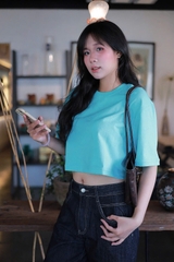 A29876 - Áo thun trơn crop tay lở
