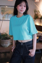 A29876 - Áo thun trơn crop tay lở