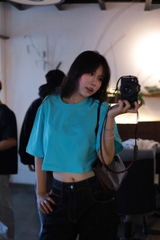 A29876 - Áo thun trơn crop tay lở