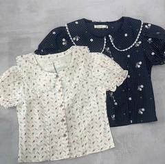 A29886- Áo smi kiểu cổ sen phối ren