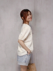 A29059 - A kiểu TN cổ tròn rã ngực dún phối ren