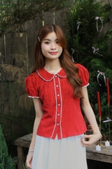 A28836 - A kiểu cổ sen phối ren dún ngực