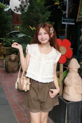 S3688 - Short kaki Jean nữ cạp cao nhún hông