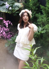 V4067 - 	V J ngắn chữ A lưng liền túi bầu