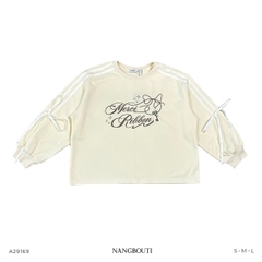 A29169 - A sweater phối ruy băng in thêu Merci Ribbon