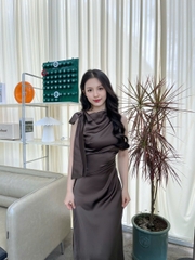 D6256- D lụa nhún eo cột nơ