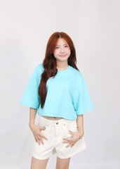 A29876 - Áo thun trơn crop tay lở