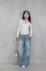 Q9771 - Q Culottes Jeans túi bầu rã túi