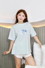 A29847- Áo thun gọn cổ tròn in thỏ Make a wish