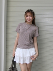 V3987 - V xếp ly phối ren đính nơ