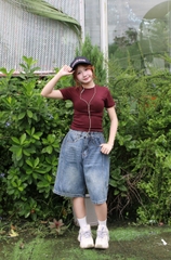S3697-Short Jean ngố ống cong
