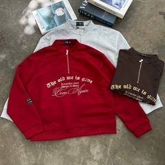 A29955- Áo sweater cổ zip thêu Born Again