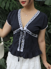 A29075 - A kiểu TN cổ V ren xỏ dây