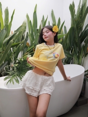 A29714-	A thun gọn phối cổ in thêu quả bóng I'll be