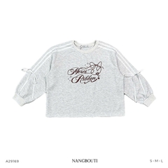 A29169 - A sweater phối ruy băng in thêu Merci Ribbon