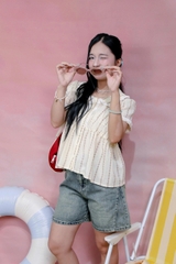 A29512 - A kiểu babydoll cổ sen ren dún ngực