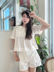 A29650 - A babydoll cổ sen nhún bèo ngực