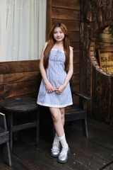 D6098 - D 2 dây sọc phối ren đính nơ
