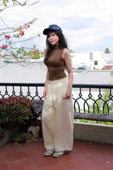 Q9852- 	Q thun dài ống cong rộng thêu Champion