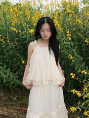 A28244 - A yếm xô thêu buộc nơ