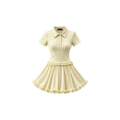 D6299 - Đầm polo nữ dáng xòe viền bèo