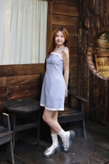 D6098 - D 2 dây sọc phối ren đính nơ