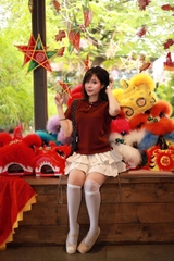 V4145 - Váy thun cotton ngắn 2 tầng buộc nơ